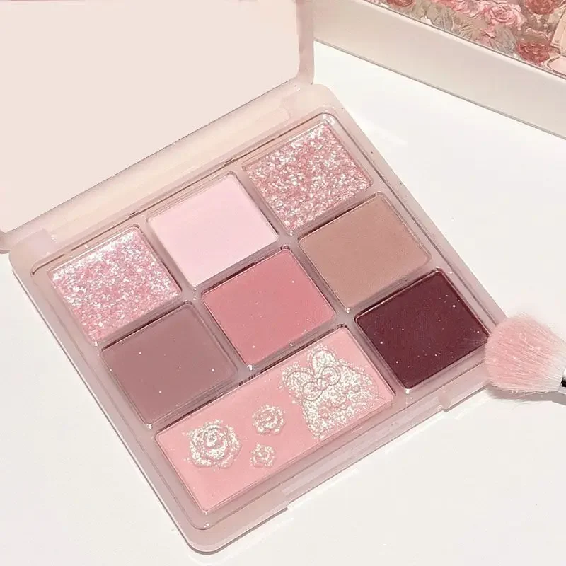 Milk Tea Matte Eye Shadow Palette Pink Pearly Glitter Eye Pigments Daily Natural Long-lasting Korean Eyeshadow Makeup Cosmetics