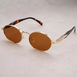 Oval Metal Sunglasses fot Women Luxury Brand Design Round Frame Sun Glasses Men Retro Shades Unisex Eyewear UV400 Goggle