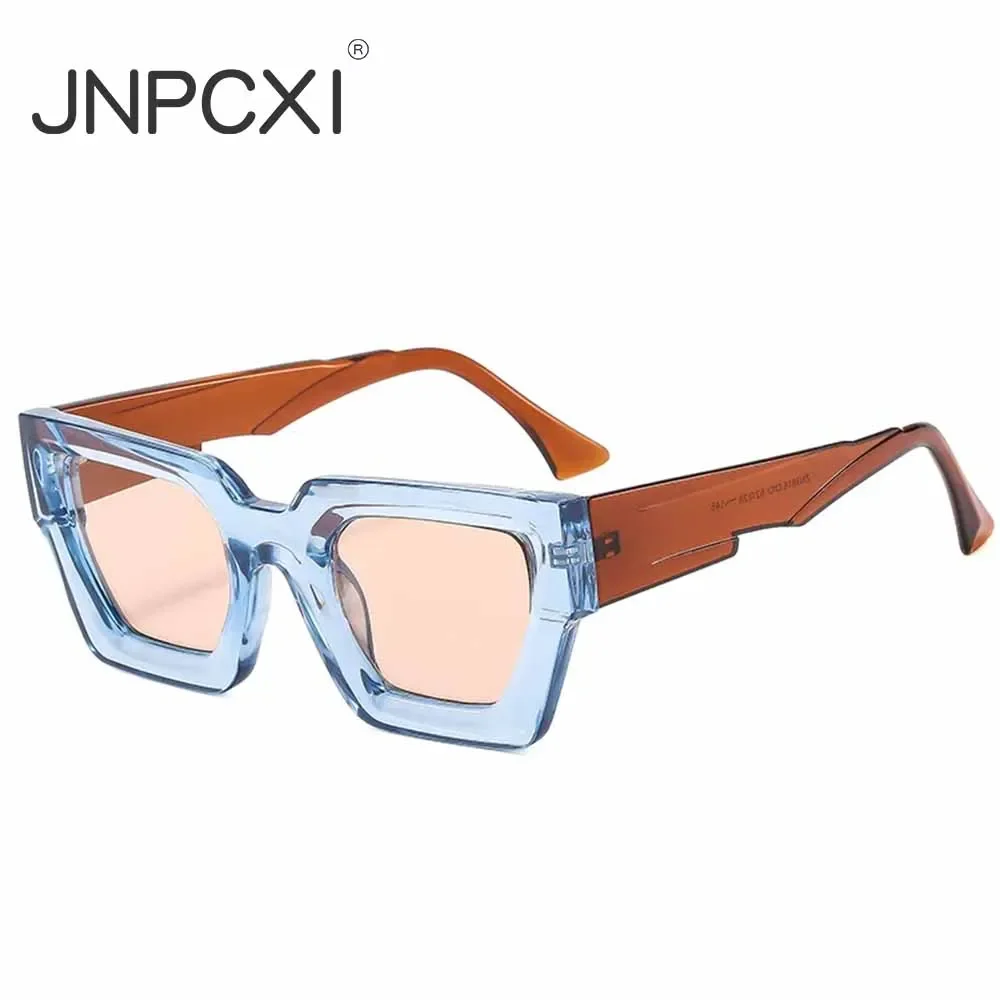 JNPCXI New Square Men Fashion Double Color Outdoor Sunglasses Retro Gray Lens UV400 Women Trending Sun Glasses