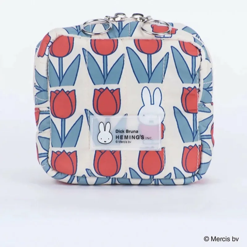Kawaii Japanese Style Miffy Rabbit Flower Cartoon Print Square-shaped Makeup Bag Pocket Purse for Girls and Women Portable view 6