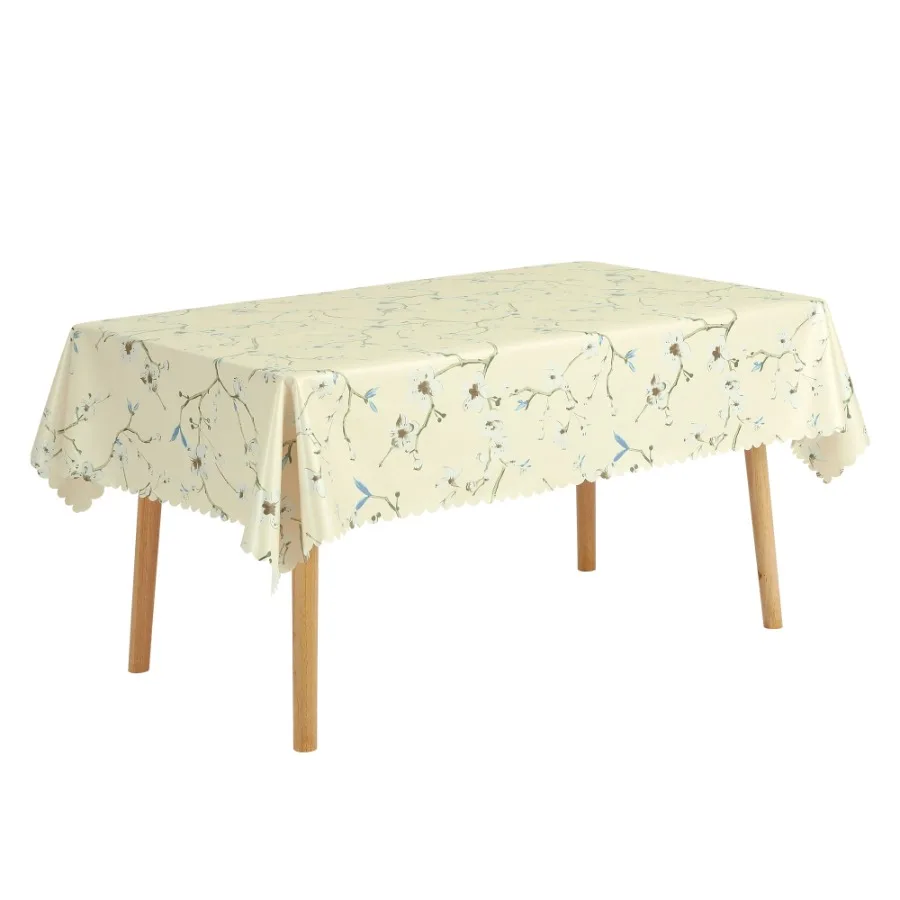 

Rectangle Vinyl Waterproof Oil Spill Proof Wrinkle Resistant Tablecloth Light Yellow 47x71 Inch