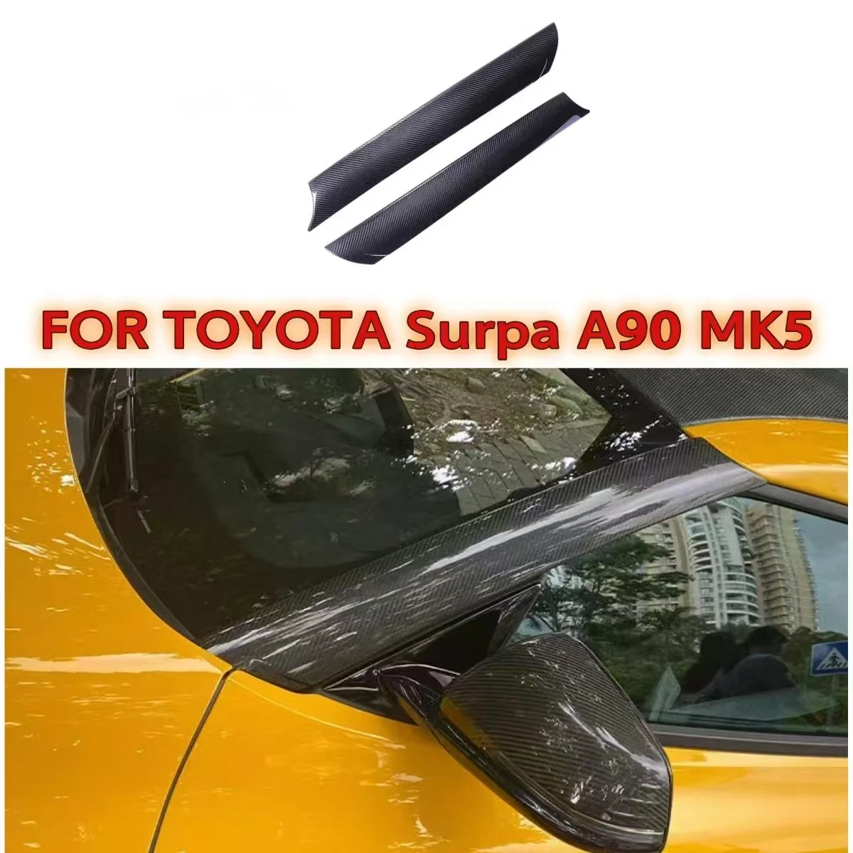 

For Toyota Supra A90 A91 2019-2022 Carbon Fiber Front Side A Pillar Windshield Trim Window Edge Sticker Shade Strip Cover