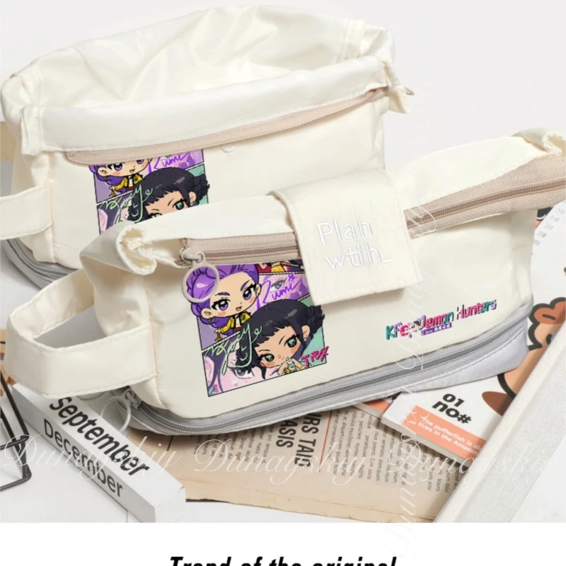 KPop Demon Hunters película Zoey Rumi Mira con el perímetro Beige y azul claro de estuche para lápices disfraz de Cosplay individual de dos estilos