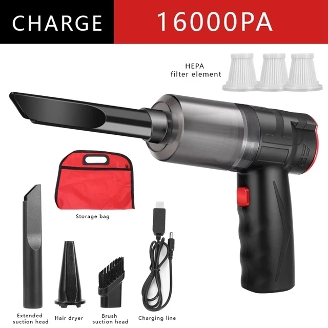 

16000Pa 150W Wireless Car Vacuum Cleaner 2 in 1 Blowable Cordless Handheld Auto Vacuum Home & Car Dual Use Mini Vacuum Cleaner