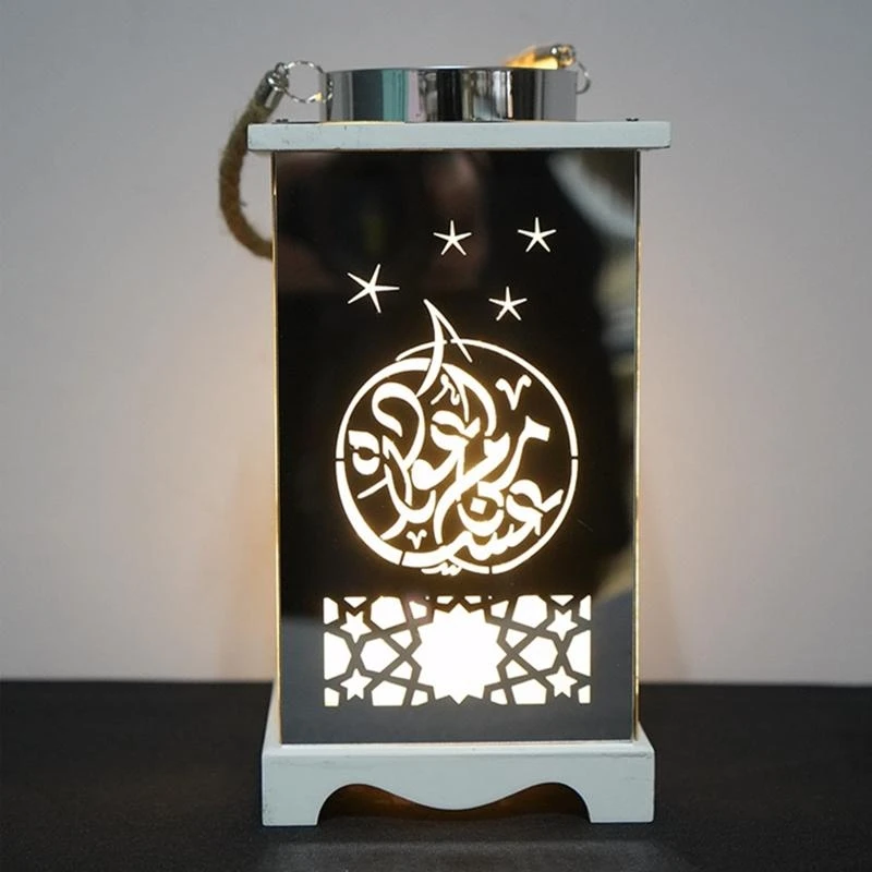 KX4B Eid Wind Lantern Acrylic Ramadan Led Light Eid Mubarak Muslim for Home Bedroom Living Room Decoration