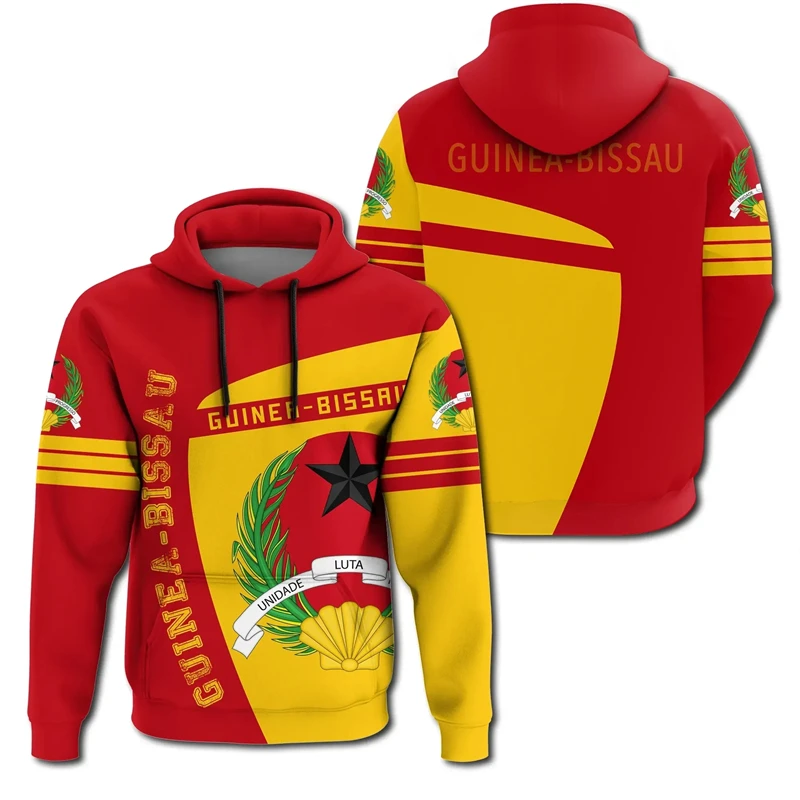 Afrika Guinea-bisau peta bendera 3D cetak hoodie untuk pria pakaian patriotik Tracksuit lambang nasional kaus grafis Atasan Pria