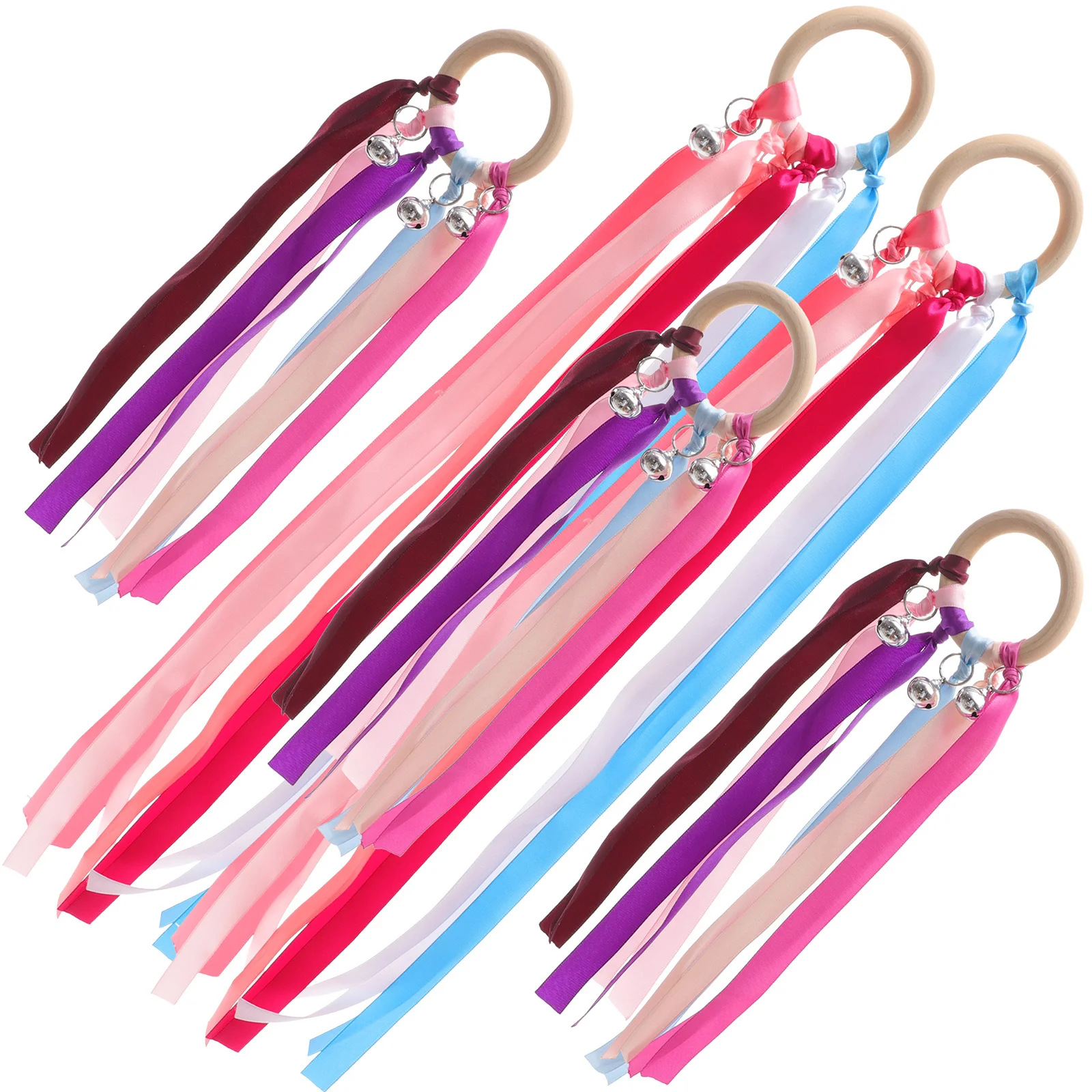 Rubans de danse pour bébé, 5 pièces, avec cloches, banderole à main pour enfants, cadeaux de fête, jouets métalliques