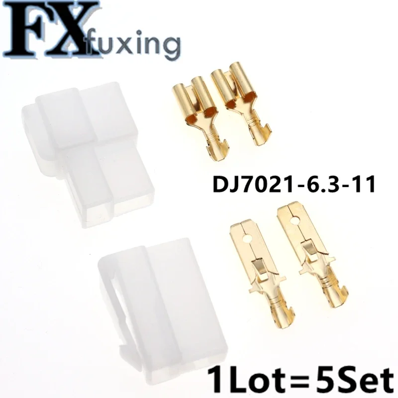 

5set 2P 6.3MM Automobile Connectors Wire 0.5-2mm2 PA66 DJ7021-6.3 Connector Male And Female DJ7021-6.3-11/21 Flame Retardant Car