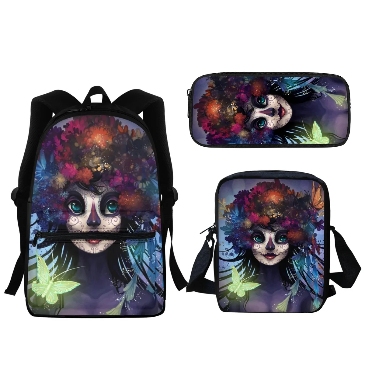 Gothic Girl Butterfly Design Backpack Primary School Students Multipurpose Zipper BookBag Boys Girls Lunch Small Satchel New