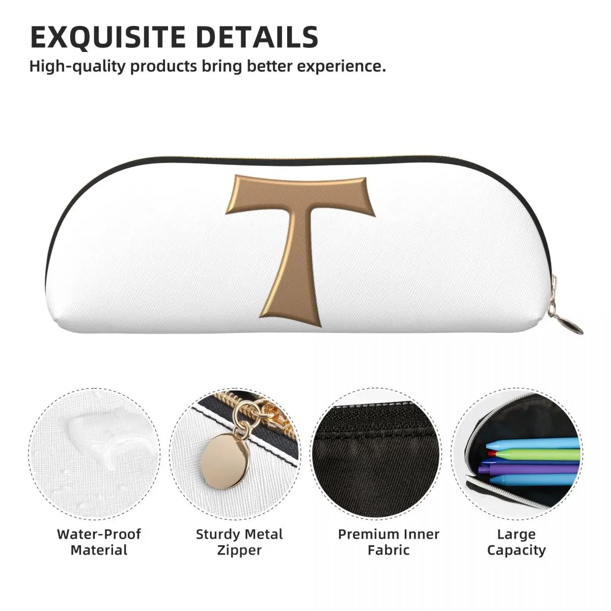 النحاس نظرة فرانسيسكان تاو الصليب مقلمة حامل قلم تخزين القرطاسية لوازم سعة كبيرة صندوق القلم حقيبة أقلام رصاص لصبي فتاة