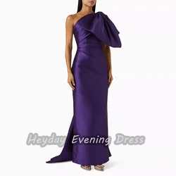 Heyday السعودية One Shoulder Satin Straight Short Sleeves Fashion Sexy Ankle Length Elegant Prom Dress For luxurious Woman 2024