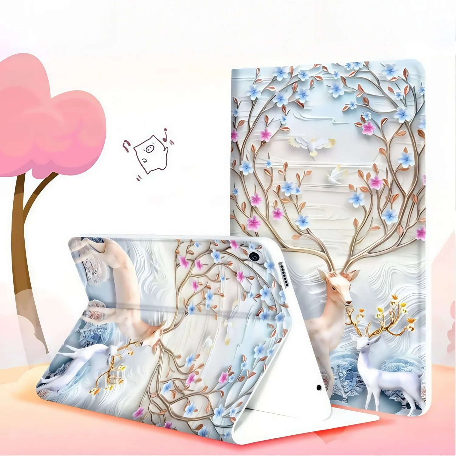 Colorfull Print Smart Cover for Xiaomi MiPad 7 6 Pro 5 Case Redmi Pad SE Funda Stand Pu Leather Case with Soft Tpu Backshell