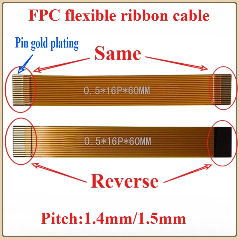 2Pcs 1.4mm/1.5mm Pitch 3/4/6/7/8/9/10/12/14/16/18/20/22/24/26/30P Solder Pad via FPC Cable Pin Gold Plating