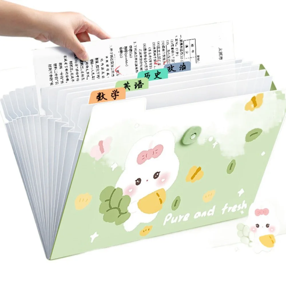 Organizador multicamada para armazenamento de papel de teste, A4, A4, acordeão, transparente, 8 grades, material de escritório