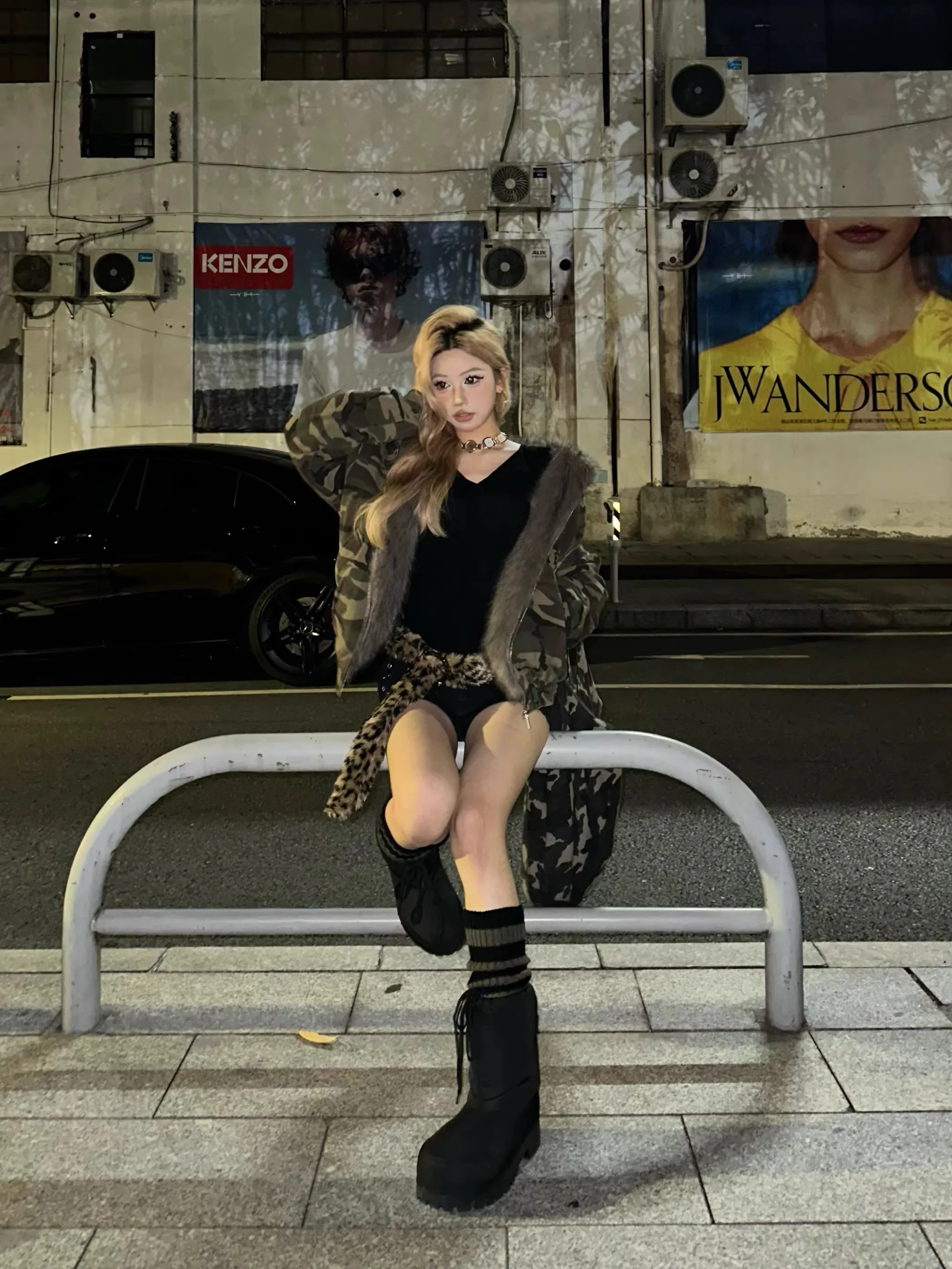 

Cleanfit ort Camouflage Jaet with Fur Collar Lazy Bear Hood Cotton Coat Street Sle Thiened Winter Outerwear for Women