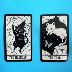 Gatinho Tarot Cartões para Iniciantes, Sistema Rider-waite, Preto e Branco, Bonito, 78 Cartões, Tamanho de Bolso, 10.3x 6cm