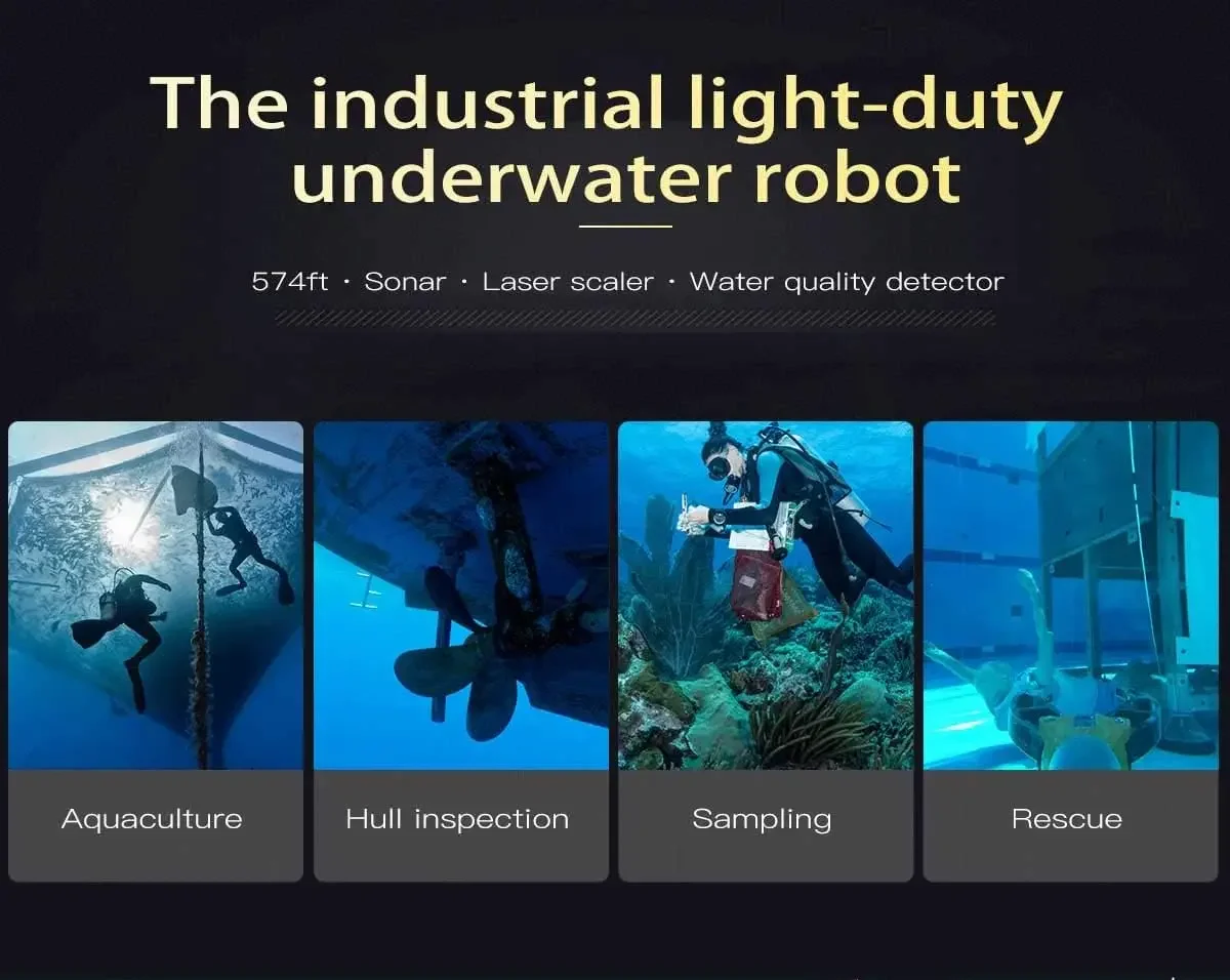 GENEINNO 150M Tether Titan Professional Underwater Drone ROV AUV Robot with 4K UHD Camera for Detection, Recording,Salvage work