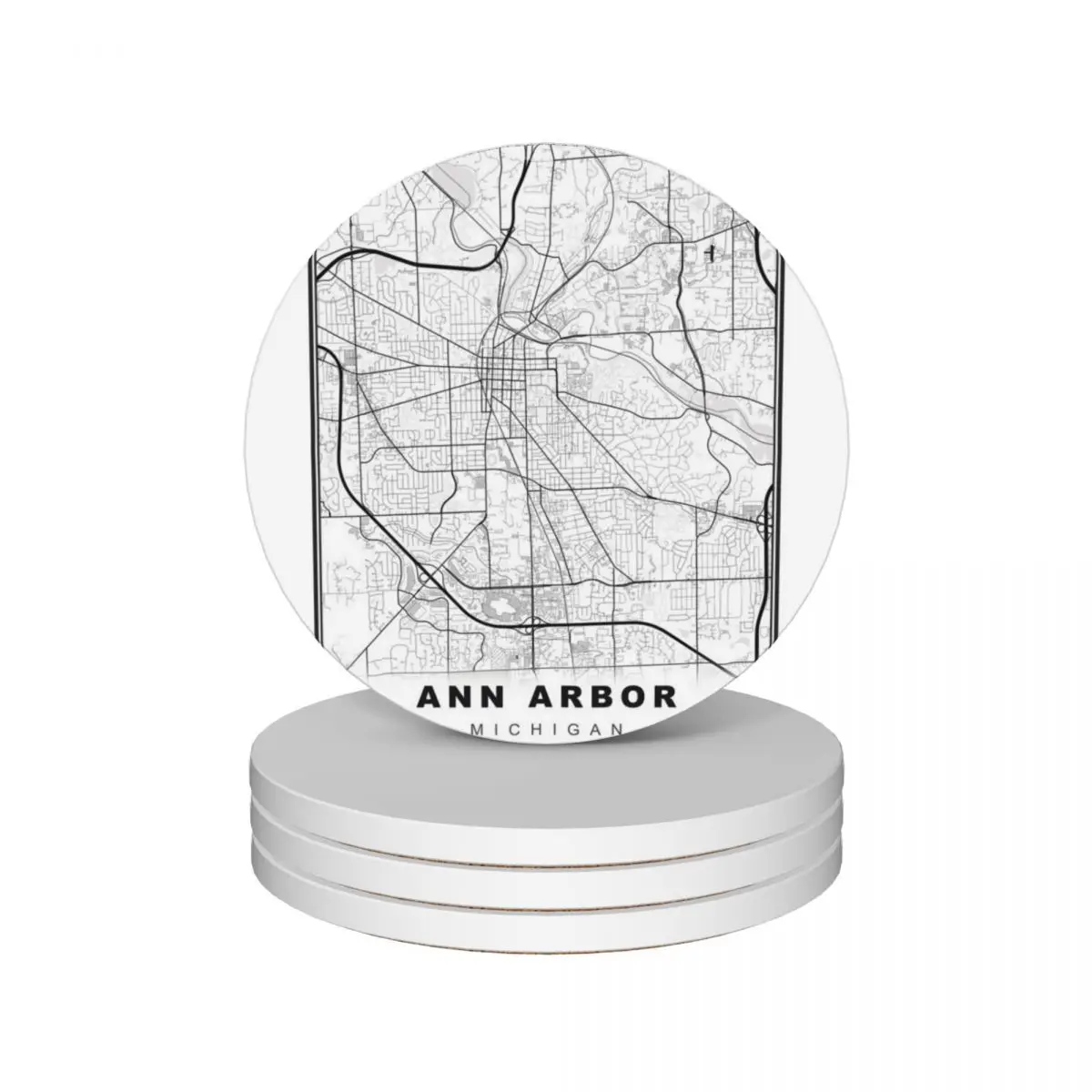 Ann Arbor Map Ceramic Coasters (Set of 4) original drink set anti slip for drinks set Coasters