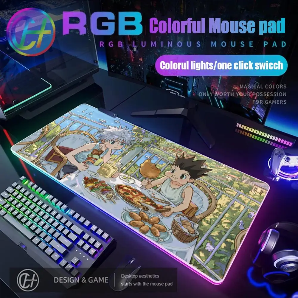 

Japan Anime Gaming Keyboard Pad H-hunter X H-hunter Killua Mouse Pad RGB Gaming Mouse Pad HD Gamer Large LED Light XXL Mouse Pad
