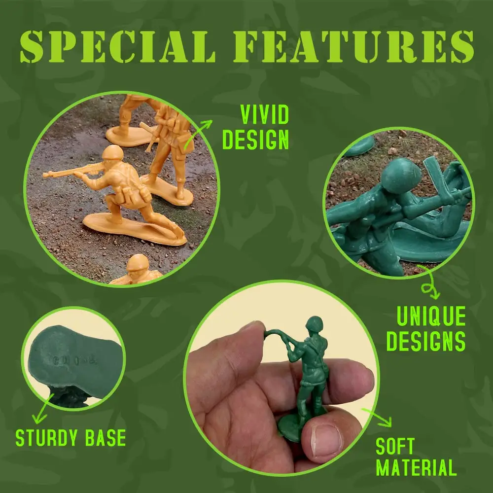 ViiKONDO Army Men ของเล่นทหาร Action Figure 50 ชิ้น WWII US ทหารเยอรมัน Battle 6 Poses ทหารรุ่น Wargame ของขวัญเด็ก