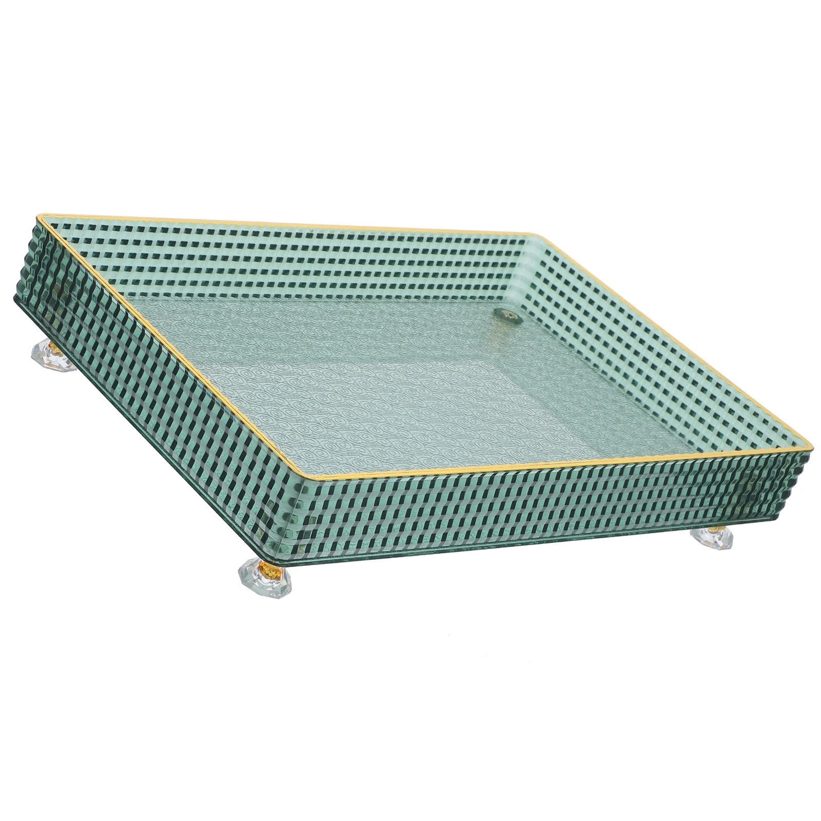 

Golden Rim Rectangular Serving Tray Decorative Storage Dish For Snacks Candies Dried Fruits Home Use Plastic Trays Plates