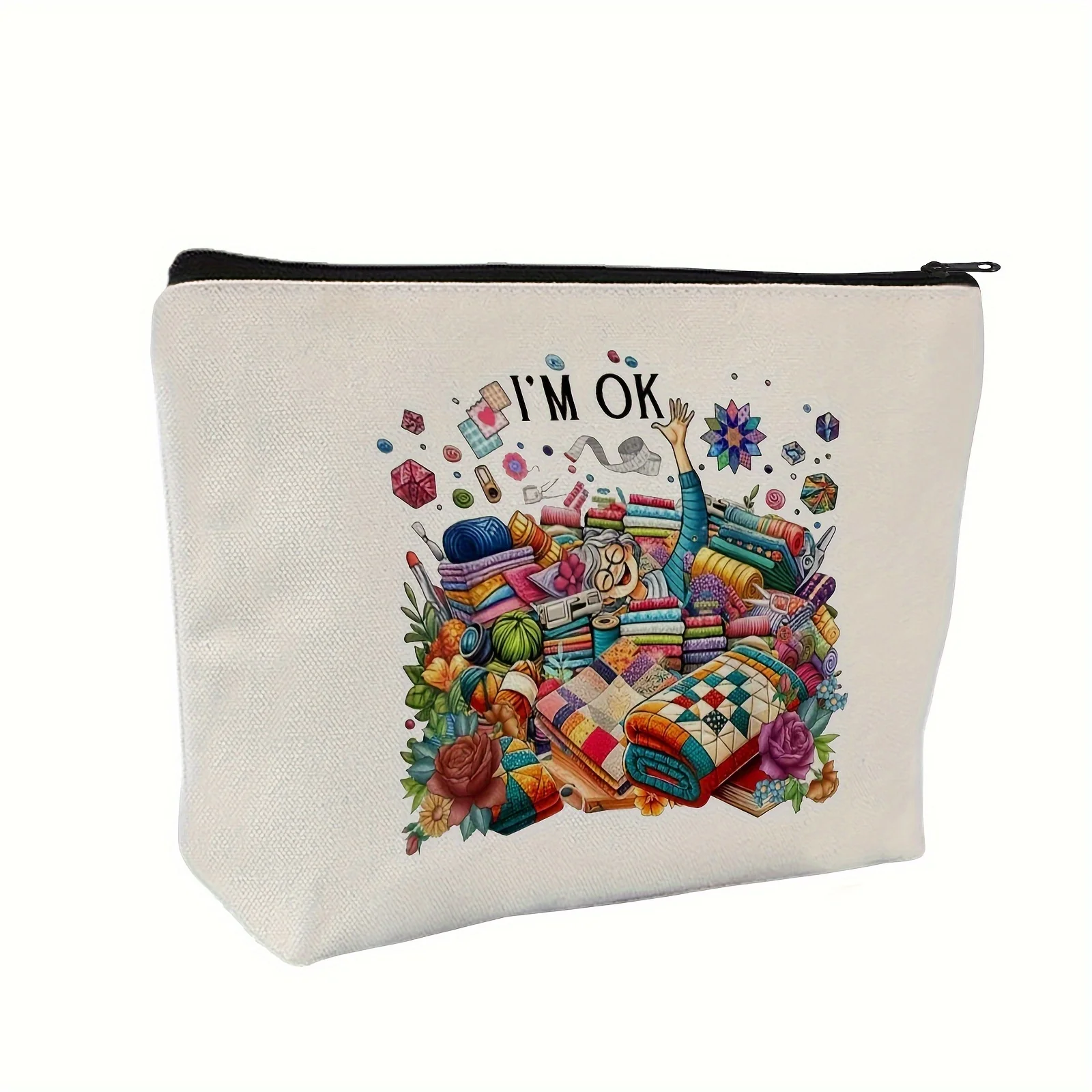 Zabawny wzór do szycia kosmetyczki - urocza, wielofunkcyjna kosmetyczka na zamek dla kobiet, torba do przechowywania biżuterii.