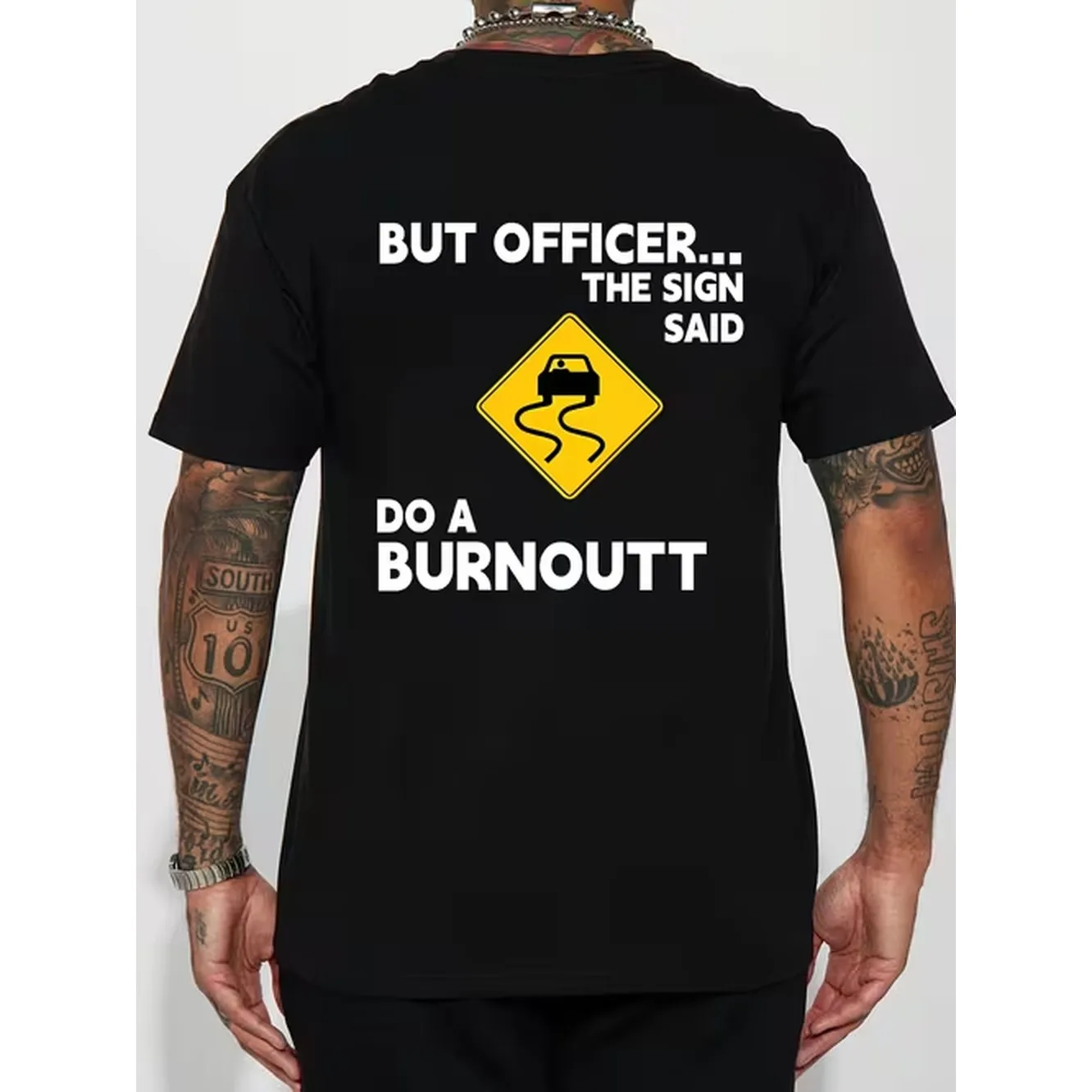 But Officer Burnoutt Print Mens Crew Neck Fashionable Short Sleeve Sports T Shirt Able and Versatile for Summer and Spring Athletic Style Fit T Shirt As Gifts