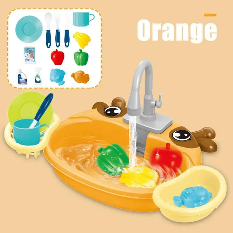 Simulado Kitchen Sink Toy Set para crianças, pia infantil, brinquedos educativos, Toddlers Wash Suit, fingir jogar