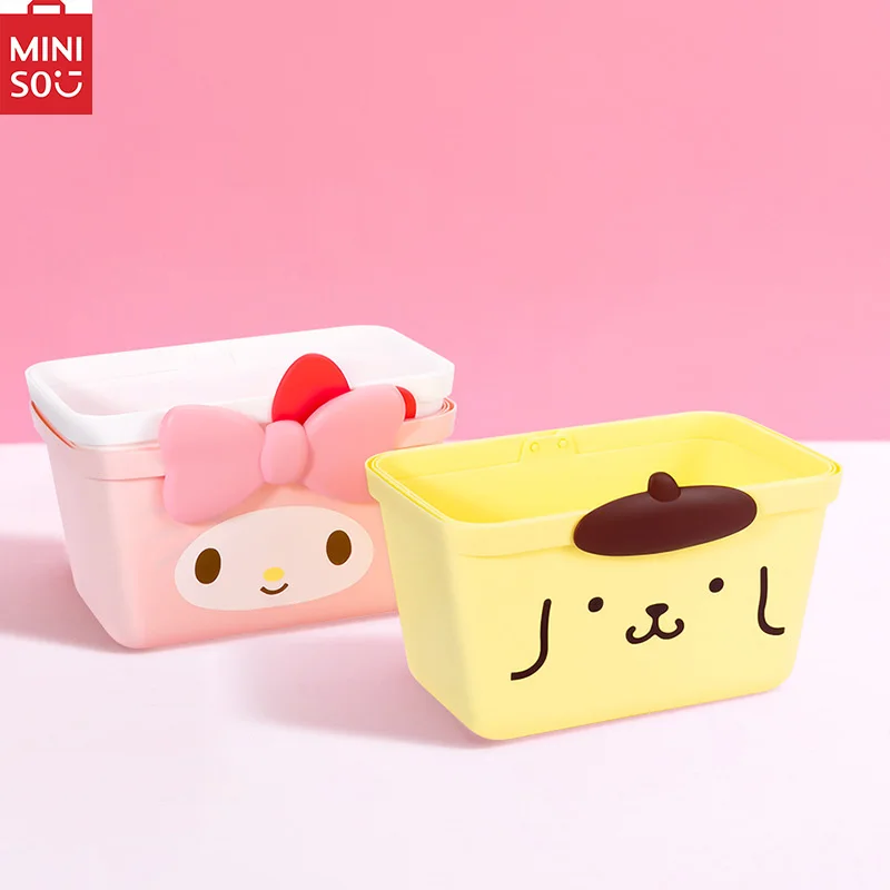 Miniso Sanrio Series Hand Basket Cute Female Plastic Shopping Basket Storage Basket Melody Pompompurin Girl Gift Decoration