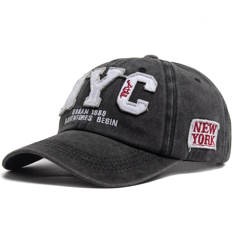 Men's Baseball Cap Vintage Cotton Washed Fashion New Big Letter NYC Caps For Women Spring Autumn Visor Hat Soft Snapback Unisex