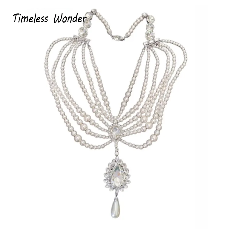 Collier de déclaration de perle de verre pour les femmes, Timeless Wonder Dam Zcompresses, Bijoux de créateurs, Goth Runway Top, Cadeau de luxe rare, Déclaration de la présidence, 2629