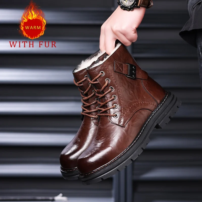 

Men's casual boots high-quality autumn and winter style business office Fashion adult hot selling warm leather shoes New