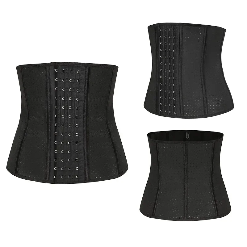 Latex tailletrainer met hoge compressie na zwangerschapsgordel met 9 stalen botten, ademende en krachtige rubberen shapewear-riem