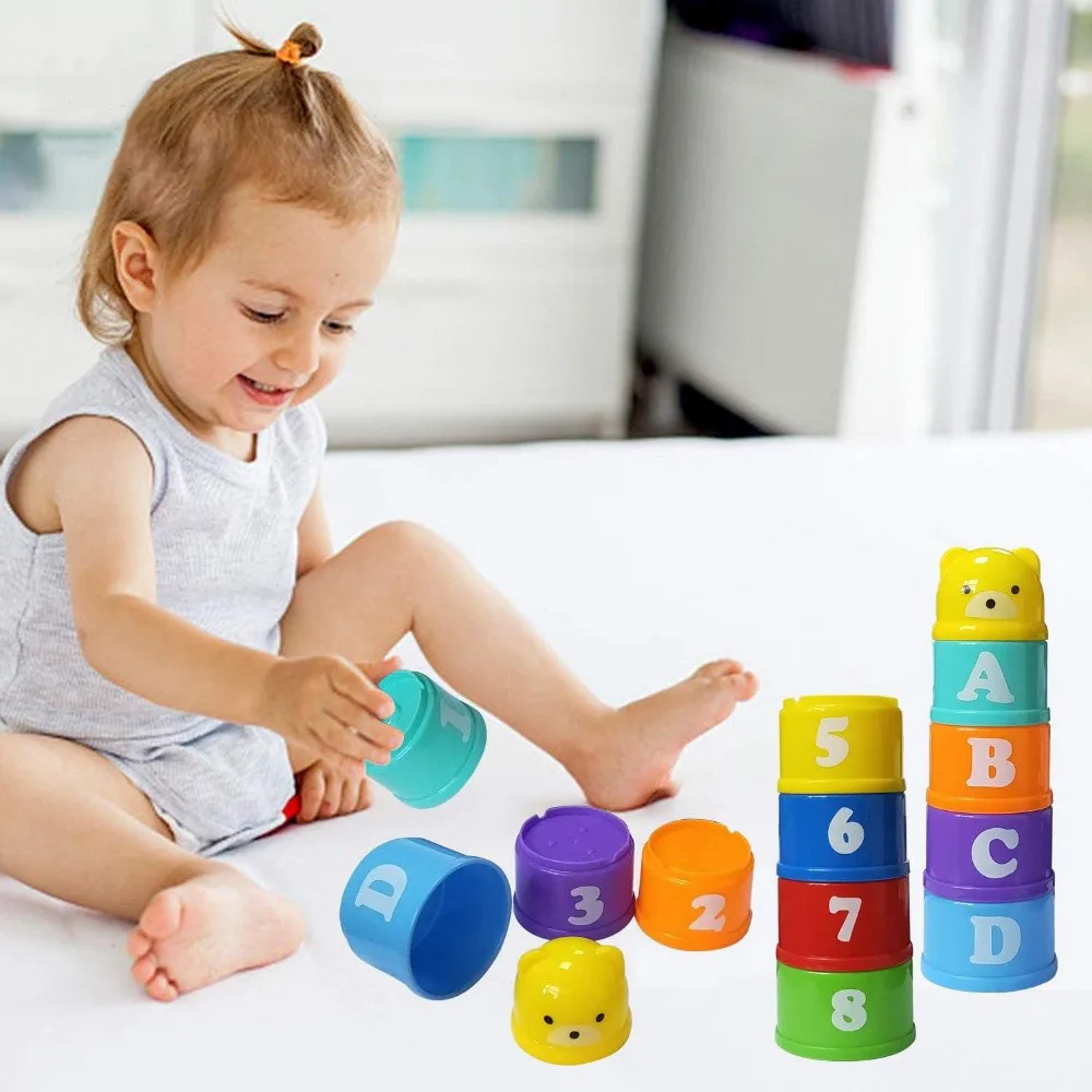 Baby Bathroom clessidra Stacking Cup Montessori Educational Intelligence Gift Toys Stacking Ring Tower Infant Bath Play for Kids