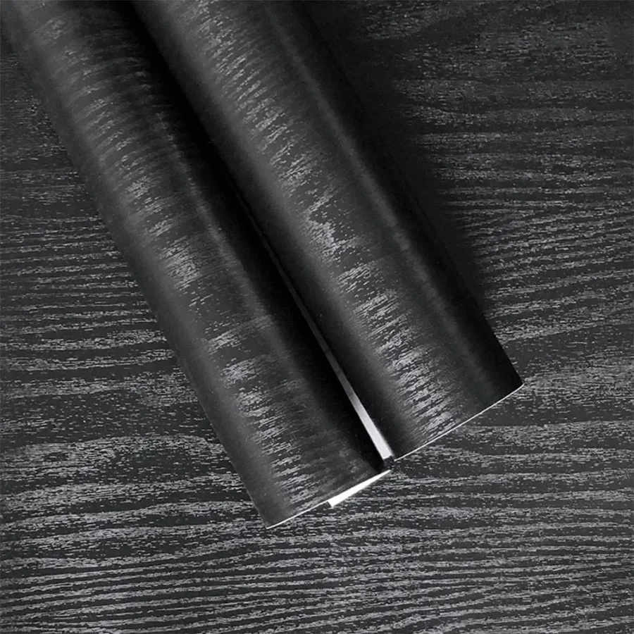 Black Wood Wallpaper - 23.6 Inch Peel and Stick Self Adhesive Wallpaper For Wall Countertop Cabinet Home Decoration Roll