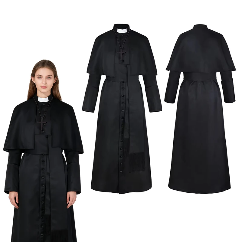 

Средневековая униформа священника эпохи Возрождения, халат, католическая церковь, религиозная римская папа, карнавальные костюмы на Хэллоуин, костюм духовенства в стиле ретро