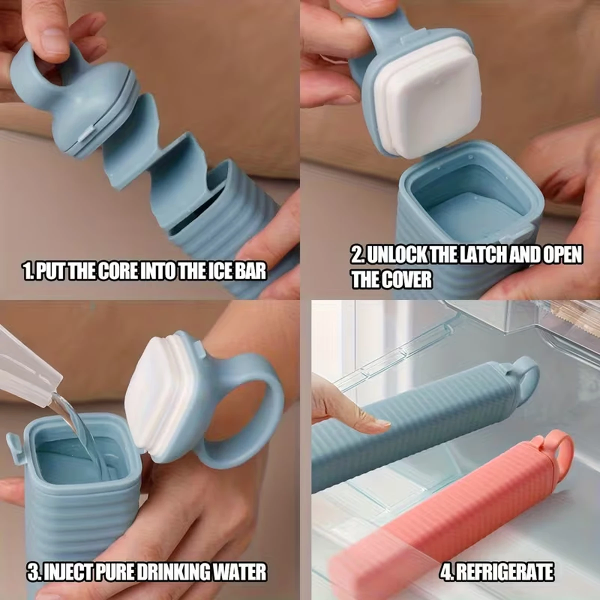 1-Pack Pull-Out Ice Cube Tray Creative Ice Mold, Household Ice Mold, Ice Tray, Ice Maker, Long Strip Ice Tray, Silicone Ice Tray, Household Ice Maker, Portable Homemade Quick-Freezing Ice Box, Pull-Out Ice Tray, Kitchen Ice Cube Mold