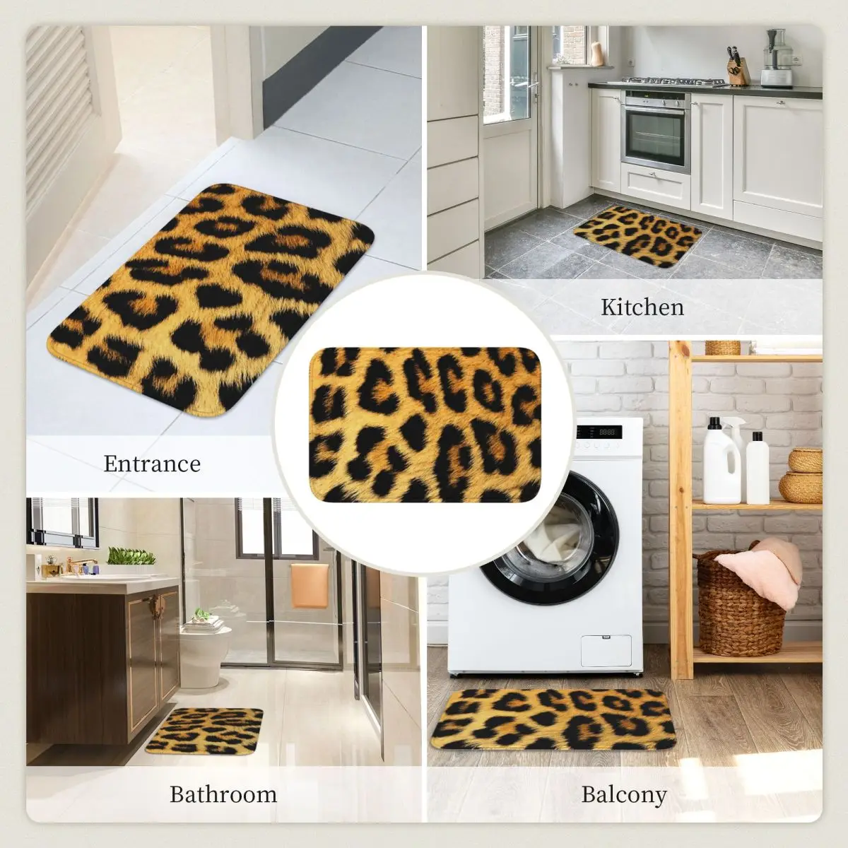 Leopard Print Doormat Sand Scraping Carpet Rug Kitchen Entrance Home Floor Mat for Bedroom Footpad Mats