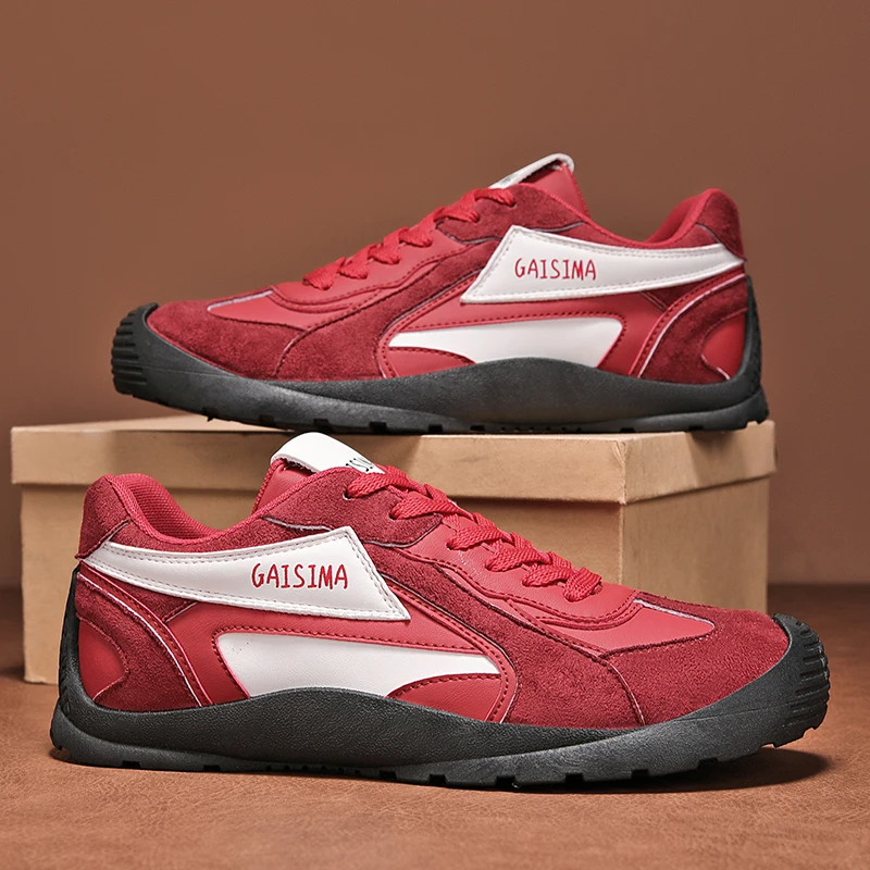 

Retro Red Racing Shoes for Men Comfortable Non-slip Training Shoes Man Lightweight Breathable Men Casual Shoes zapatos hombre