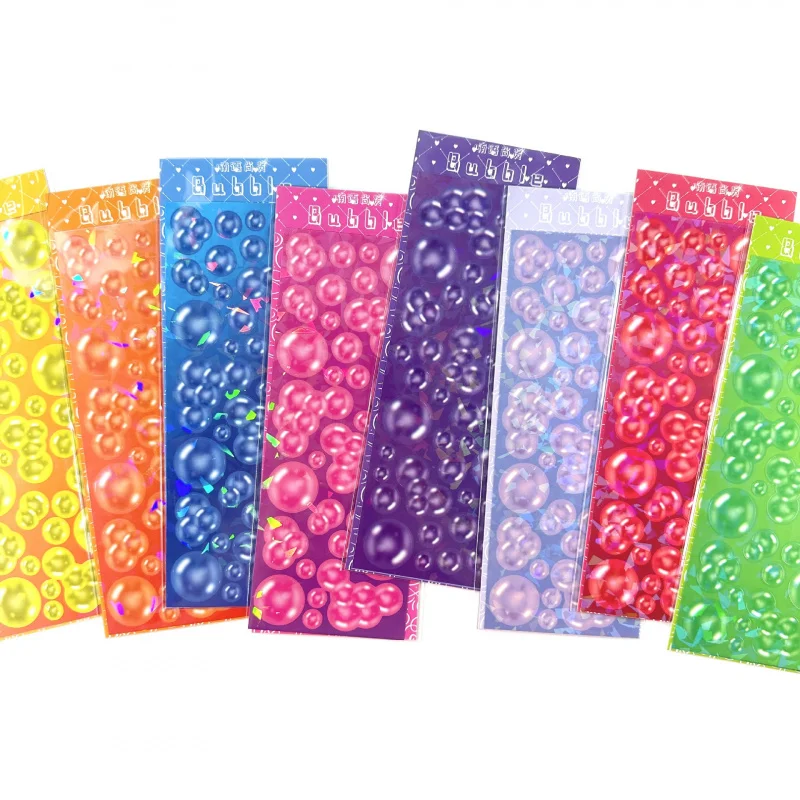 

1/8PCS Laser Glitter Cute Bubble Stickers Hand Account Diary Notebook Planner Scrapbook Star Photo Card DIY Decorative Stickers
