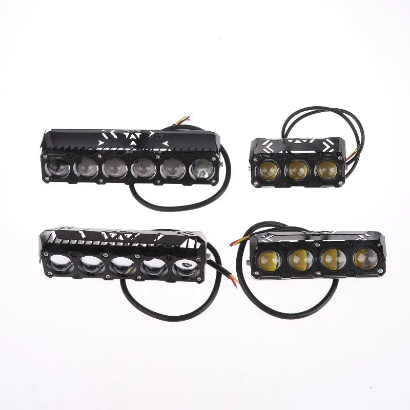 Motocicleta led spot light dupla cor oi/baixo feixe lâmpadas de nevoeiro para caminhões carro suv utv mini lente farol luz condução