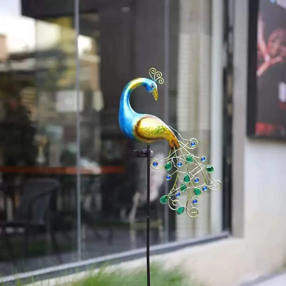 Metal Peacock Solar Stake Light Decorative Outdoor Garden Lighting For Lawn Path Yard Ornament Animal Figurine