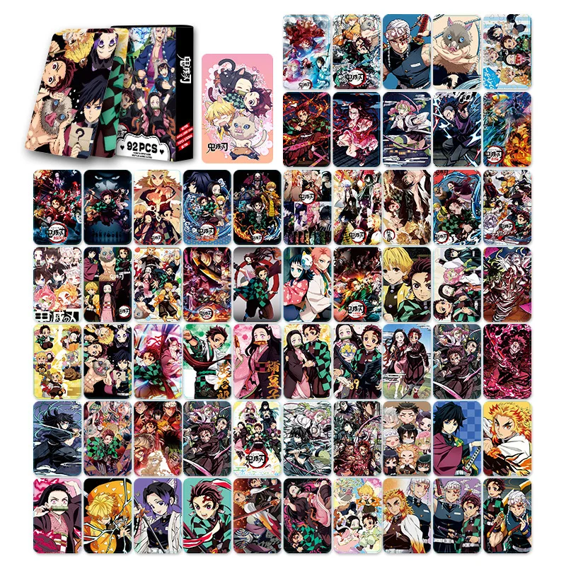 92Pcs Anime Demon Slayer Collection Card  with Stickers Cartoon Nezuko Tanjiro Lemo Cards Collections Cards Gifts Toys view 6