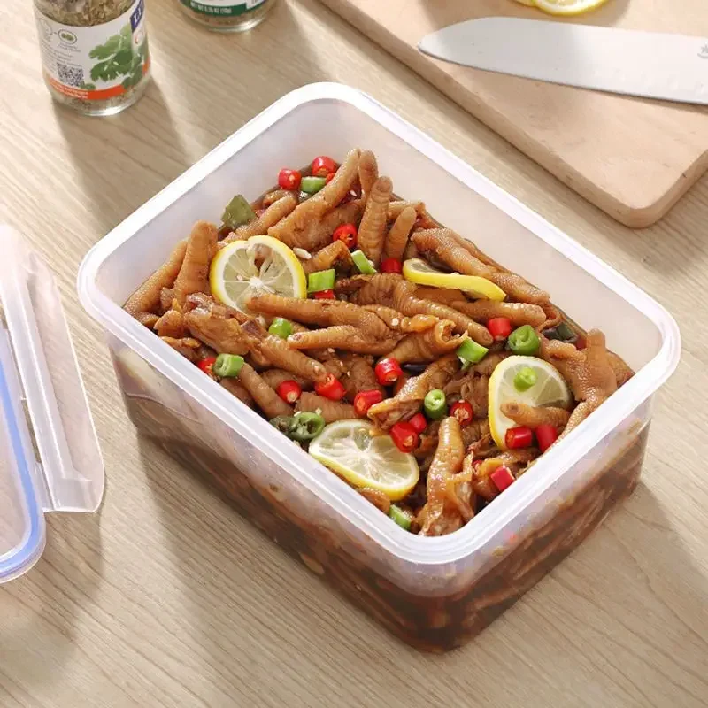 D5 Sealed Rectangular Refrigerator Storage Box With Lid Plastic Crisper Microwave-Heated Lunch Box With Lid Kitchen Storage Box