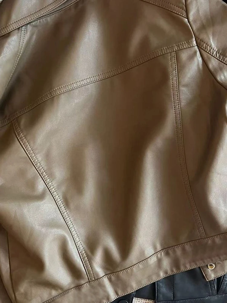 女性カジュアルラペルジャケット女性のための秋の新長袖ストリートオーバーコート女性の黒のショートオートバイレザーコート