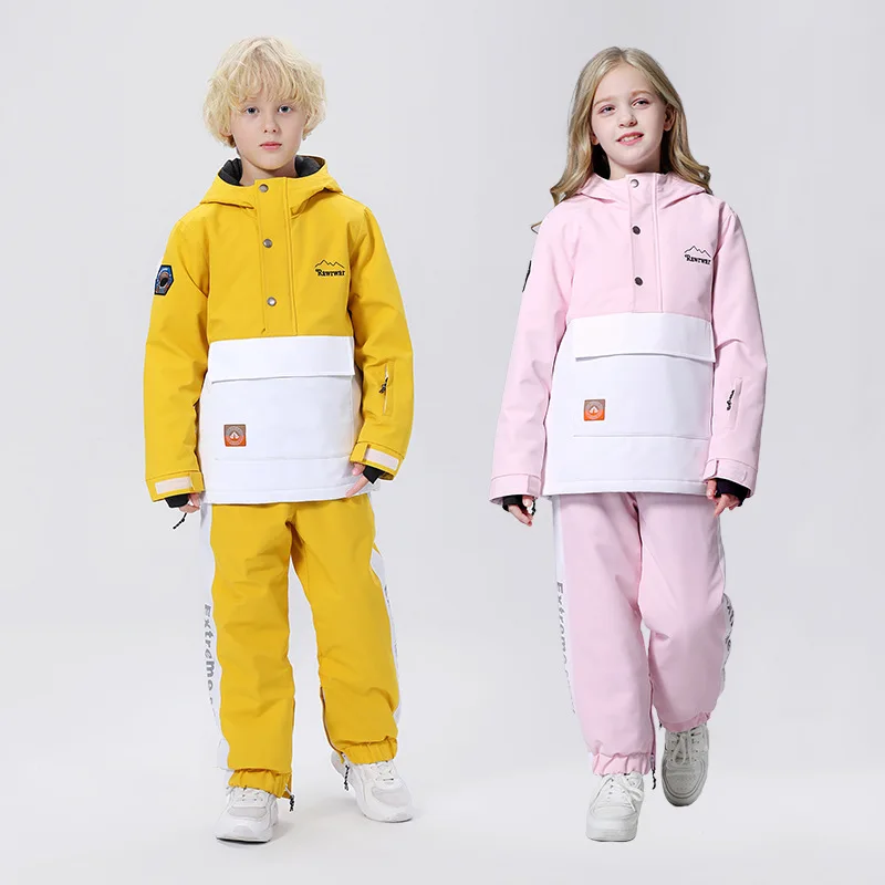 Trajes de esquí para niños y niñas, chaquetas de Snowboard impermeables a prueba de viento, conjunto de esquí, pantalones de nieve cálidos, ropa de invierno, novedad de 2022