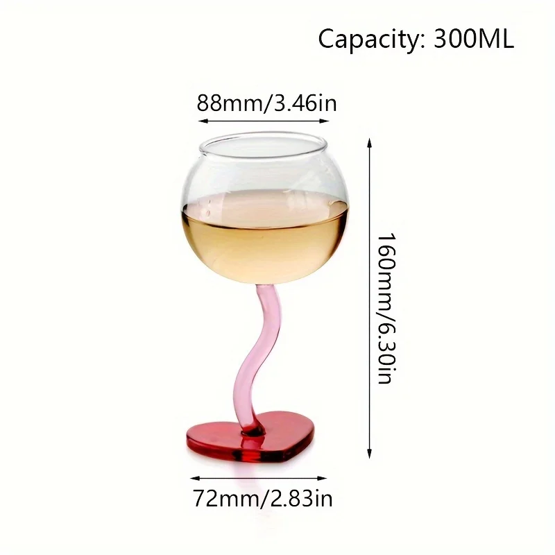 1pc 300ml forma de coração taça de vidro champanhe copo de vinho de vidro de borosilicato alto resistência ao calor copo de cocktail romântico