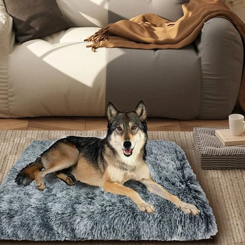 

Long Pile Square Pet Mat Cat House for Dogs Bed for Dogs Mat Detachable Non-slip Bottom Deep Sleep Sofa Winter Warm Beds Cats