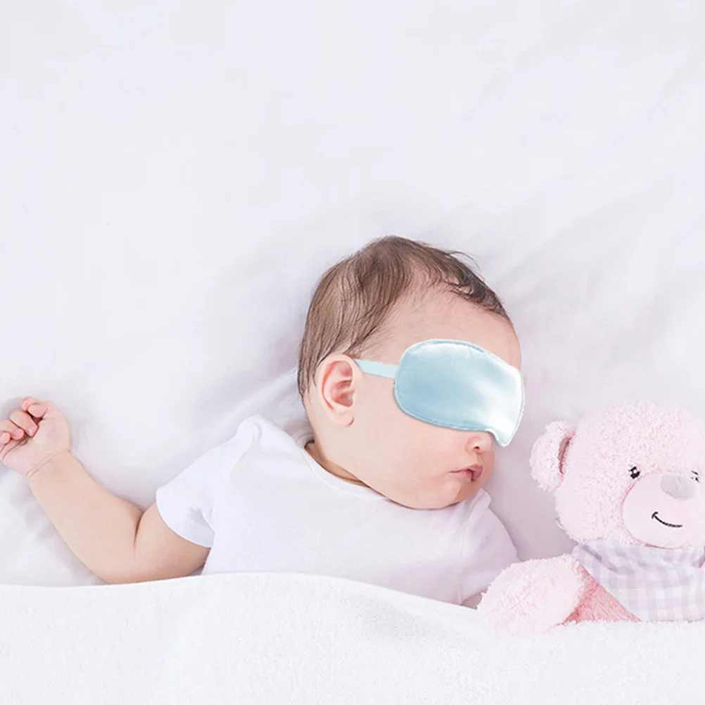 Schlafaugenmaske, atmungsaktive Seiden-Augenabdeckung für Kleinkinder, verstellbare Augenbinde aus Eisseide, Schlafmasken