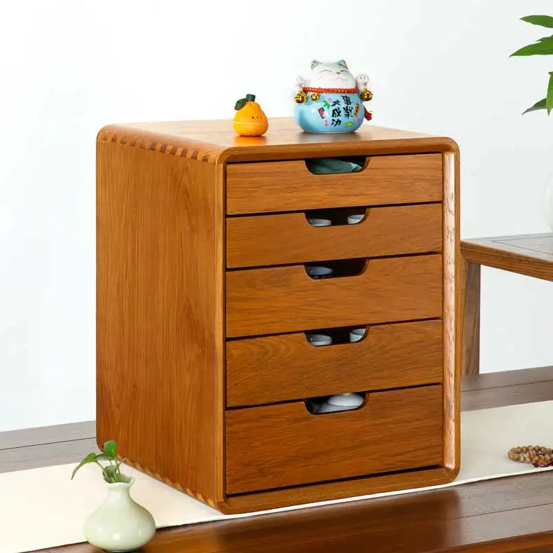 Teak dental cabinet with five drawers and storage cabinets, vintage desktop storage cabinet, large-capacity drawer cabinet